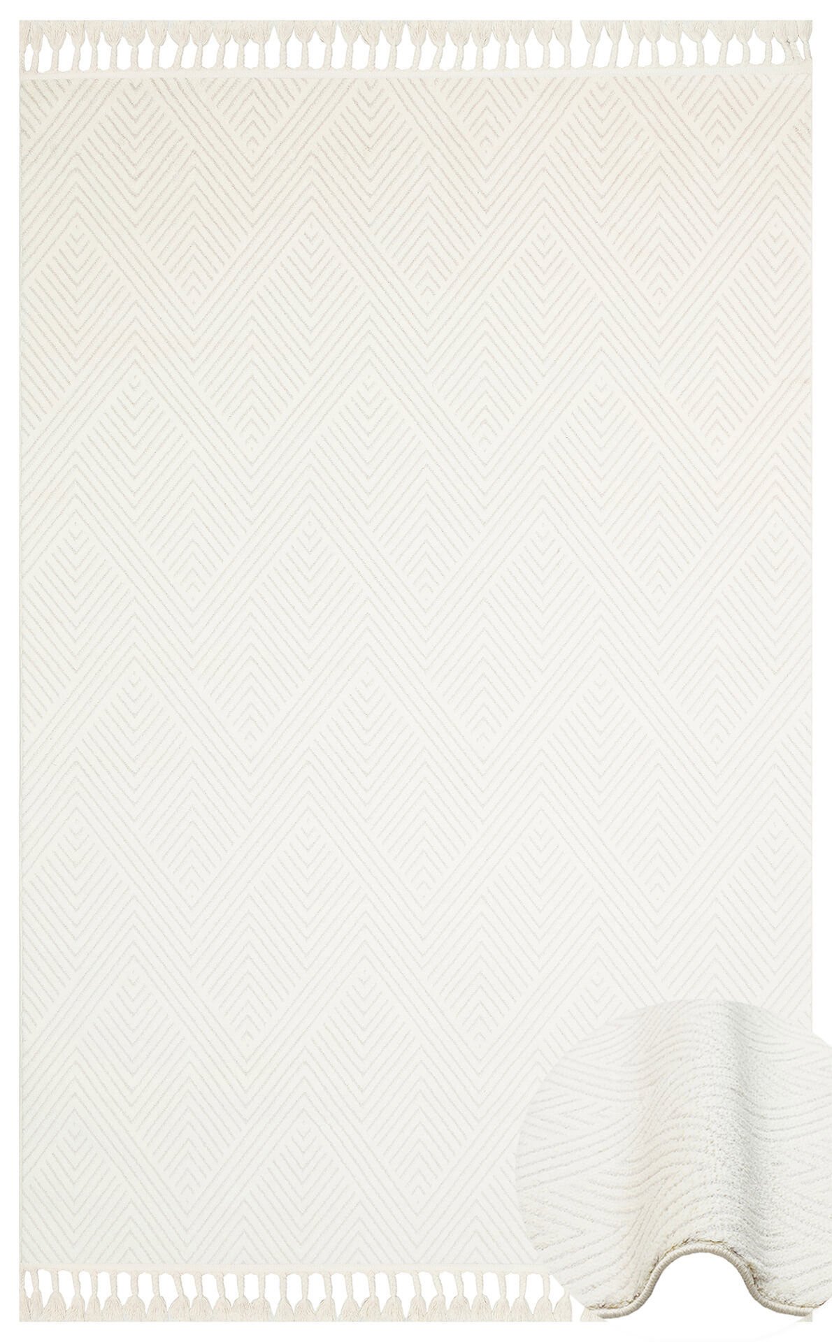 URBAN URB 01 WHITE Etnik Desenlere Sahip Hav Toz Vermez Yumuşak Dokulu Modern Halı