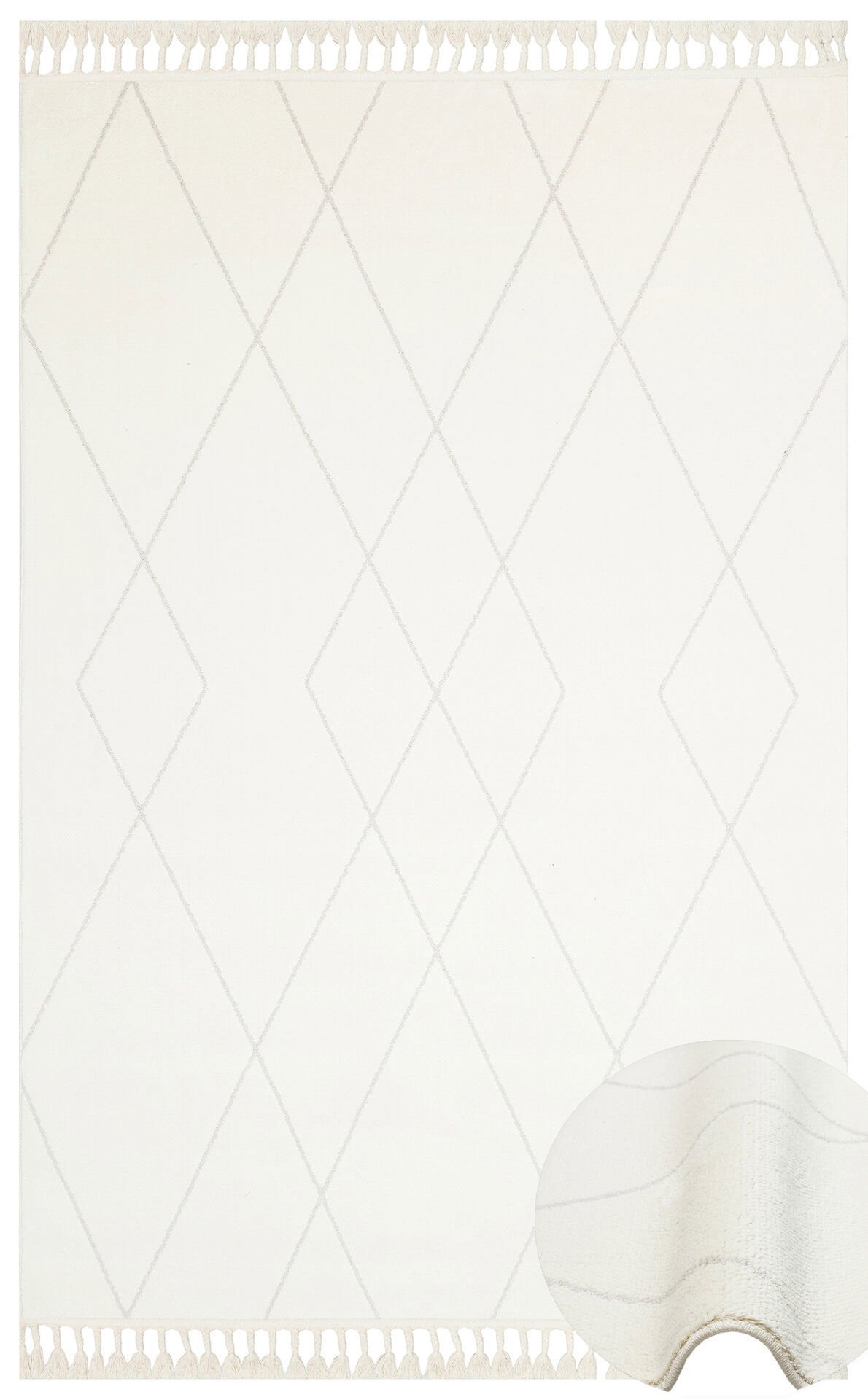URBAN URB 02 WHITE Etnik Desenlere Sahip Hav Toz Vermez Yumuşak Dokulu Modern Halı