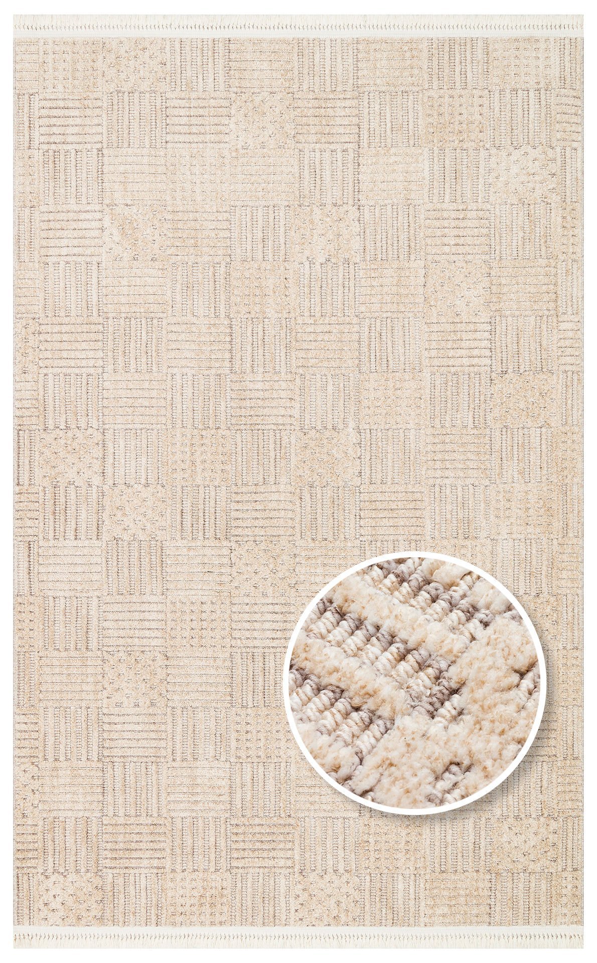 JOY JOY 05 BEIGE GOLD Hav Toz Vermeyen Yumuşak Dokulu Etnik Desenlere Sahip Modern Halı