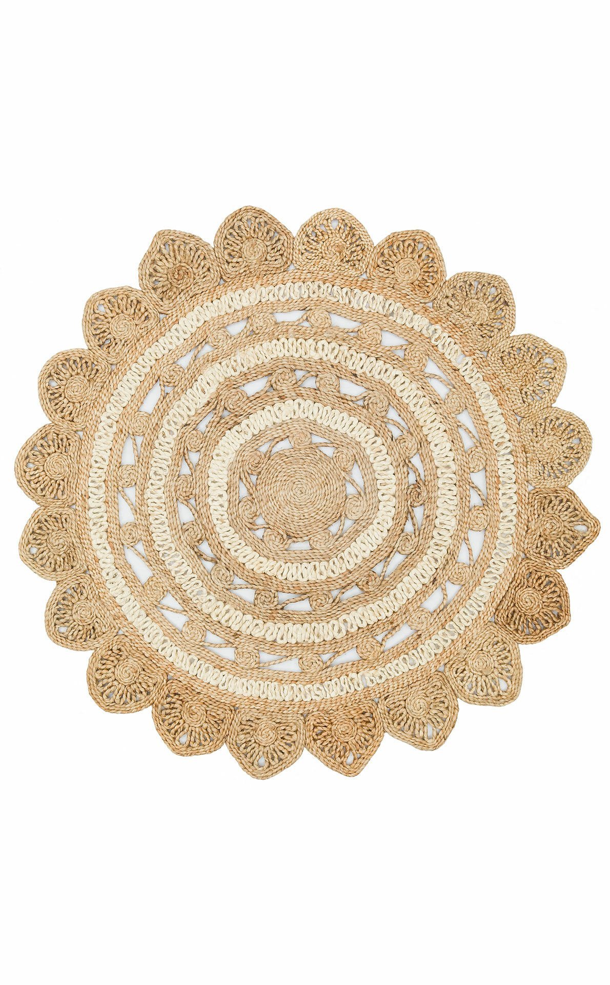 CA-105 NATURAL WHITE XW Yuvarlak veya Oval El Dokuma Naturel Jüt Hasır Halı