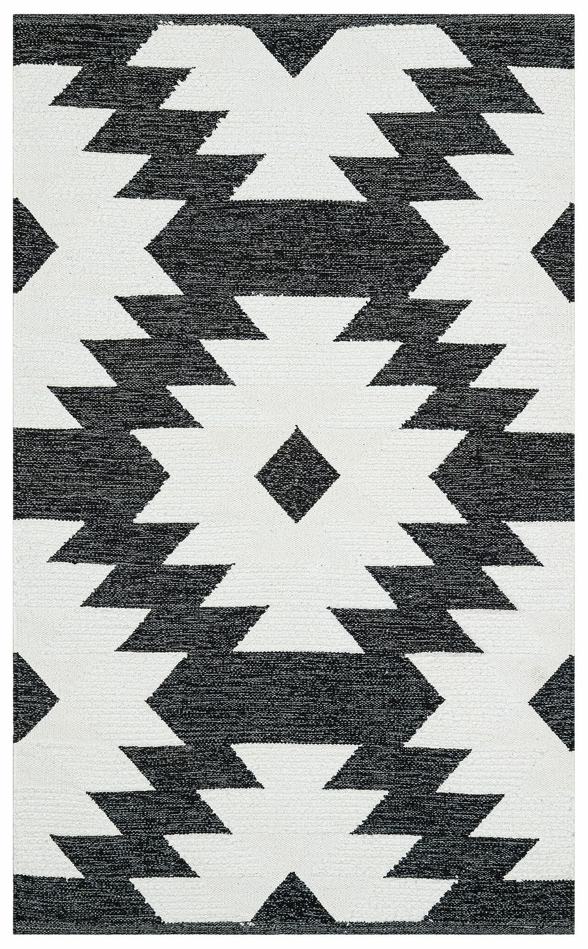 AFRO AFR 01 BLACK WHITE Naturel Yıkanabilir Modern Desenli El Dokuma Hint Kilim