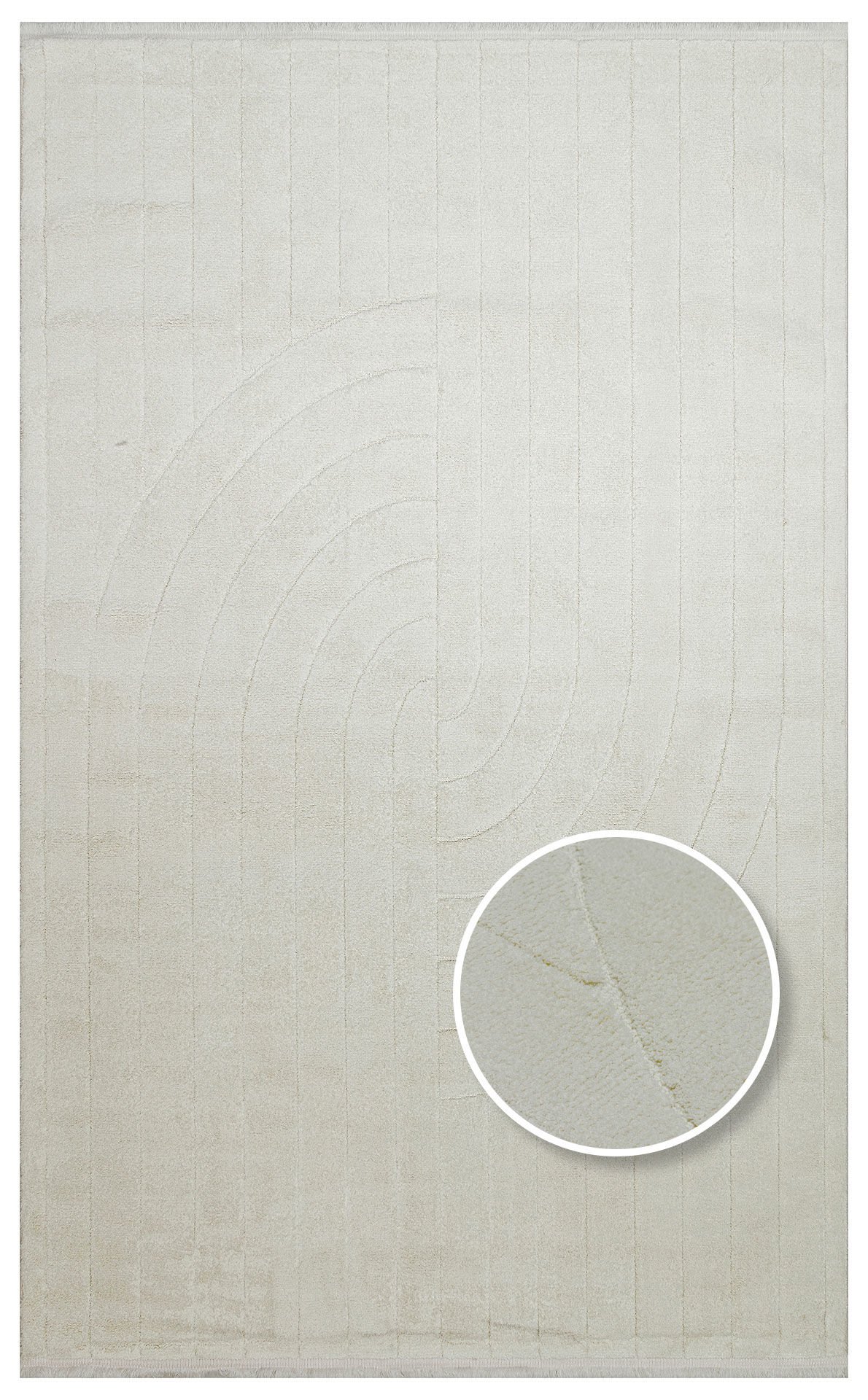 MISSORI MSR 01 WHITE Hav Toz Vermez Sade Desenli Yumuşak Dokulu Modern Makine Halısı