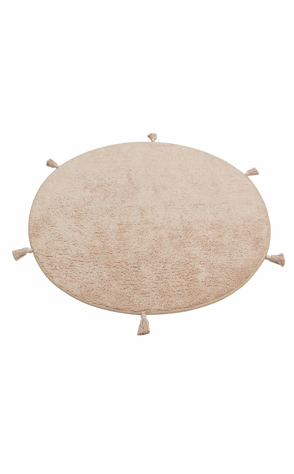 COTTON CBN PLAIN BEIGE Q Yıkanabilir Kaymaz Tabanlı Naturel Pamuk Bebek Halısı