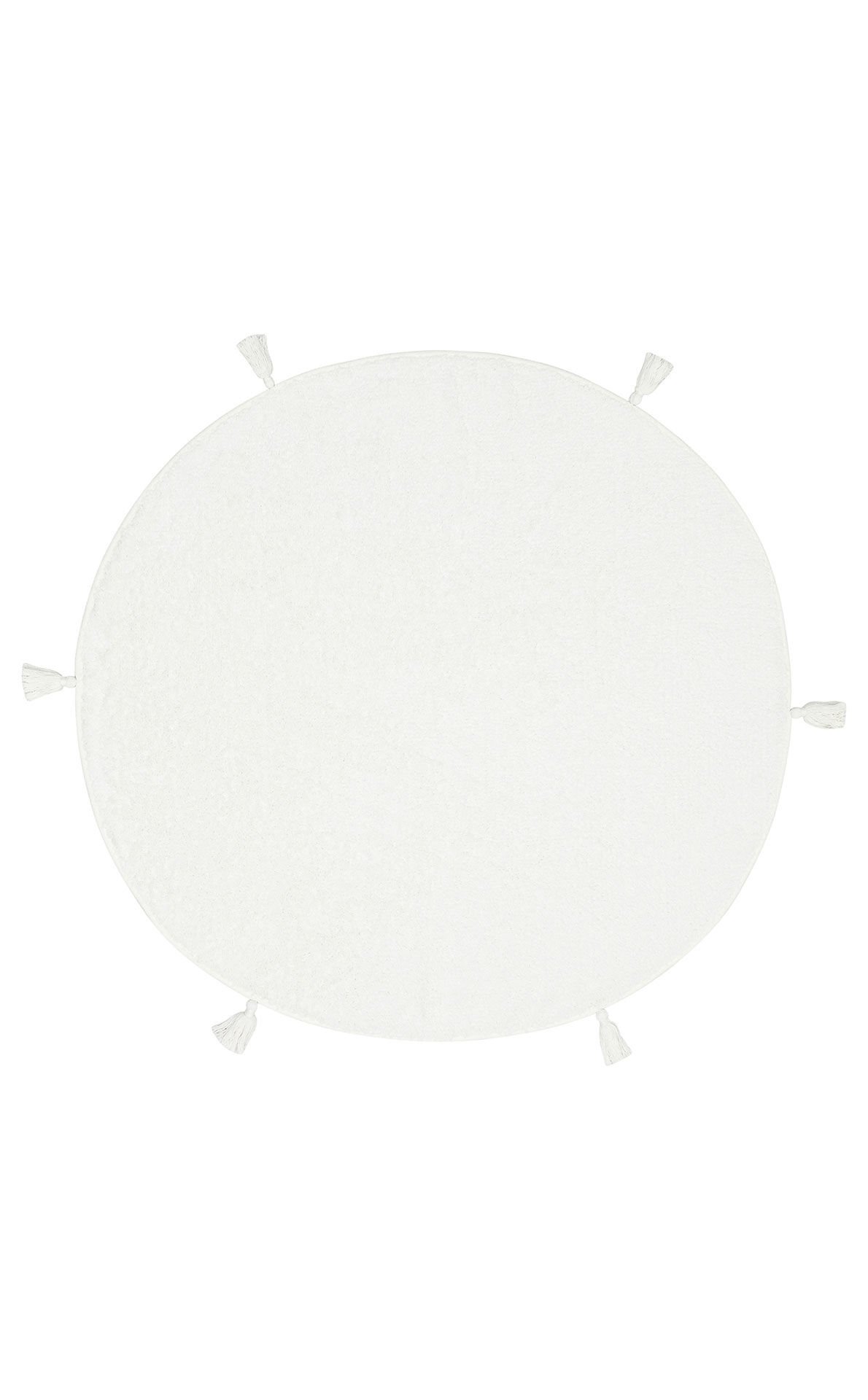COTTON CBN PLAIN WHITE Q Yıkanabilir Kaymaz Tabanlı Naturel Pamuk Bebek Halısı