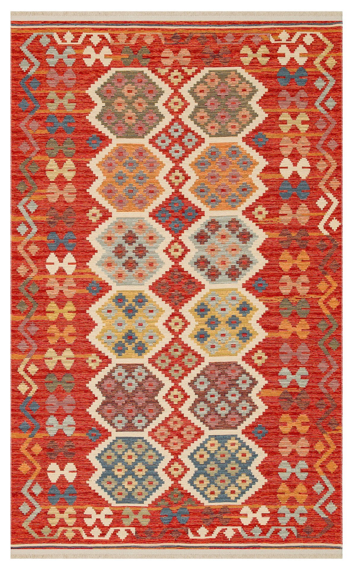 NOMAD NMD 03 RED Çift Taraflı Kullanıma Uygun Yıkanabilir Otantik Kilim