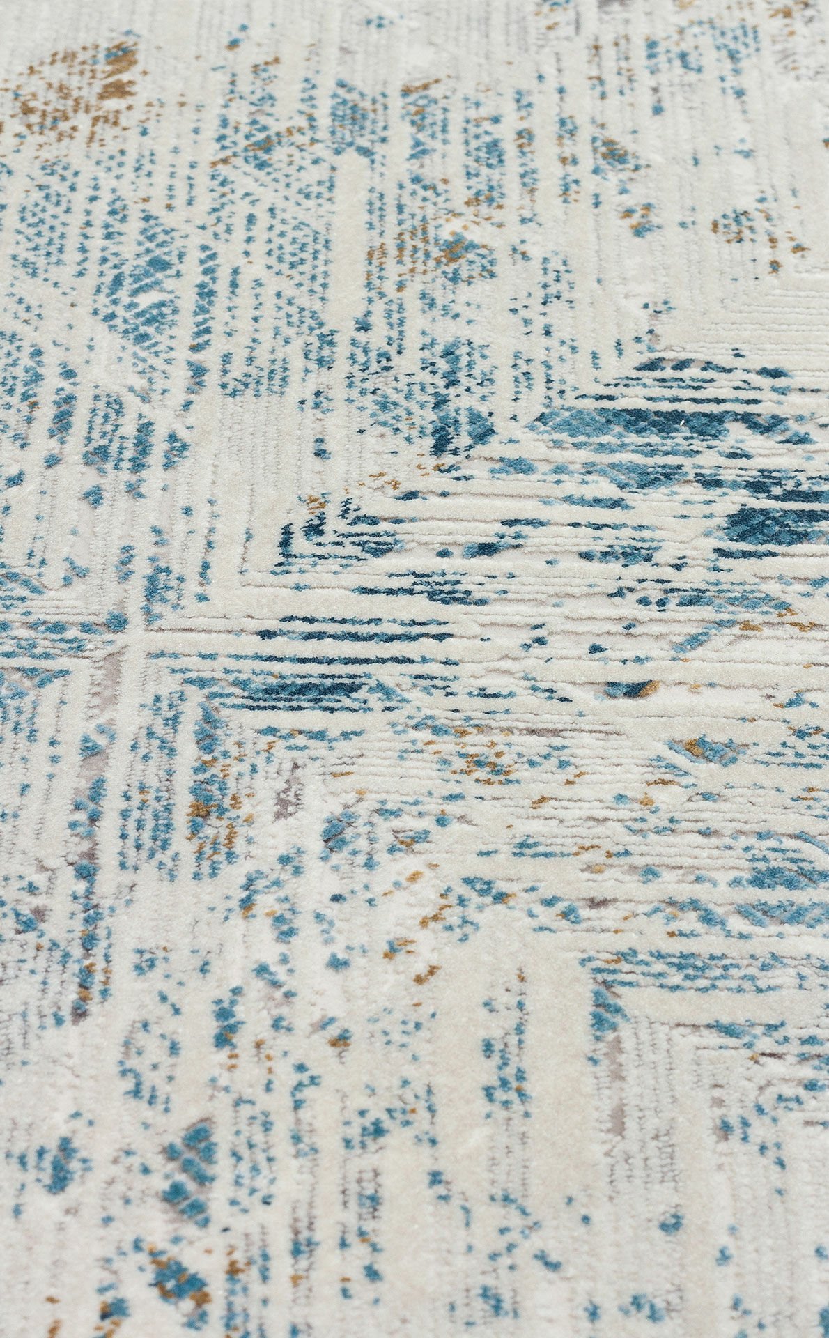 PALMIRA PLM 03 CREAM BLUE Yüksek Kaliteli Sık Dokuma Modern Salon Halısı