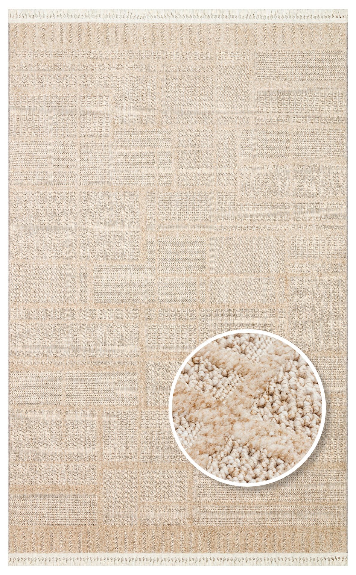 JOY JOY 03 BEIGE Hav Toz Vermeyen Yumuşak Dokulu Etnik Desenlere Sahip Modern Halı