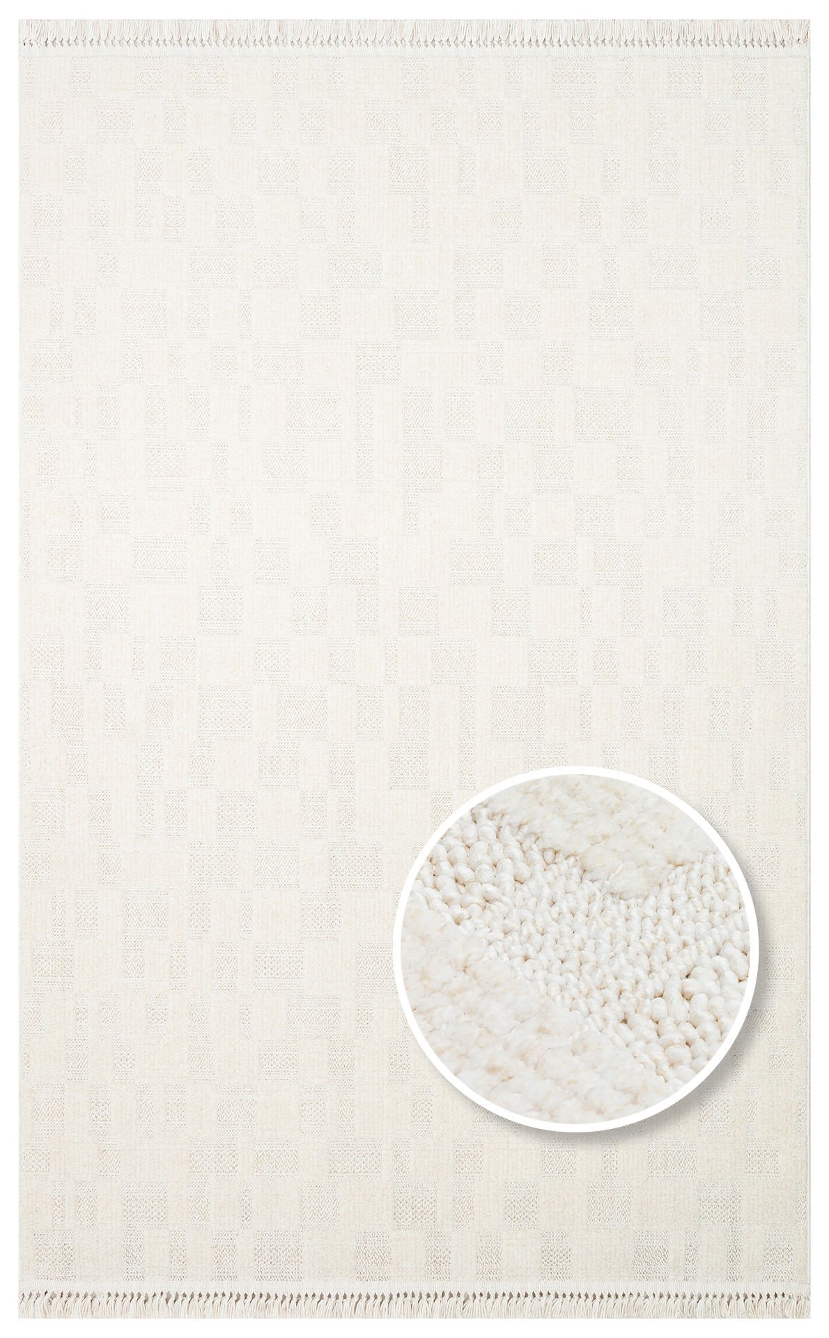 JOY JOY 02 WHITE Hav Toz Vermeyen Yumuşak Dokulu Etnik Desenlere Sahip Modern Halı