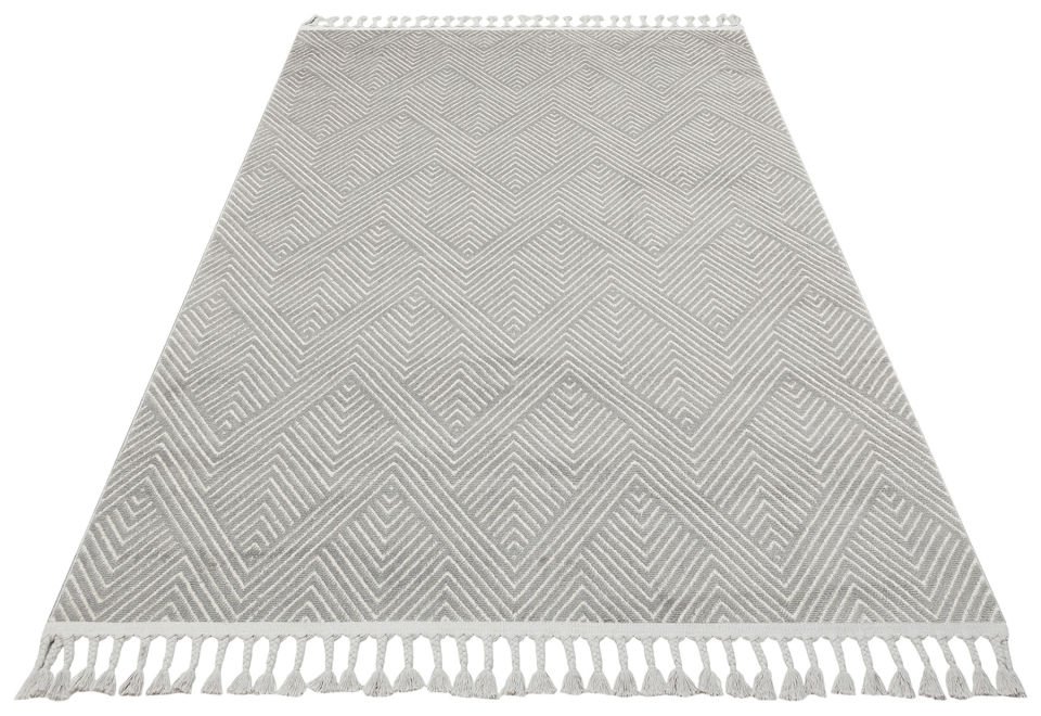 URBAN URB 01 GREY WHITE Etnik Desenlere Sahip Hav Toz Vermez Yumuşak Dokulu Modern Halı