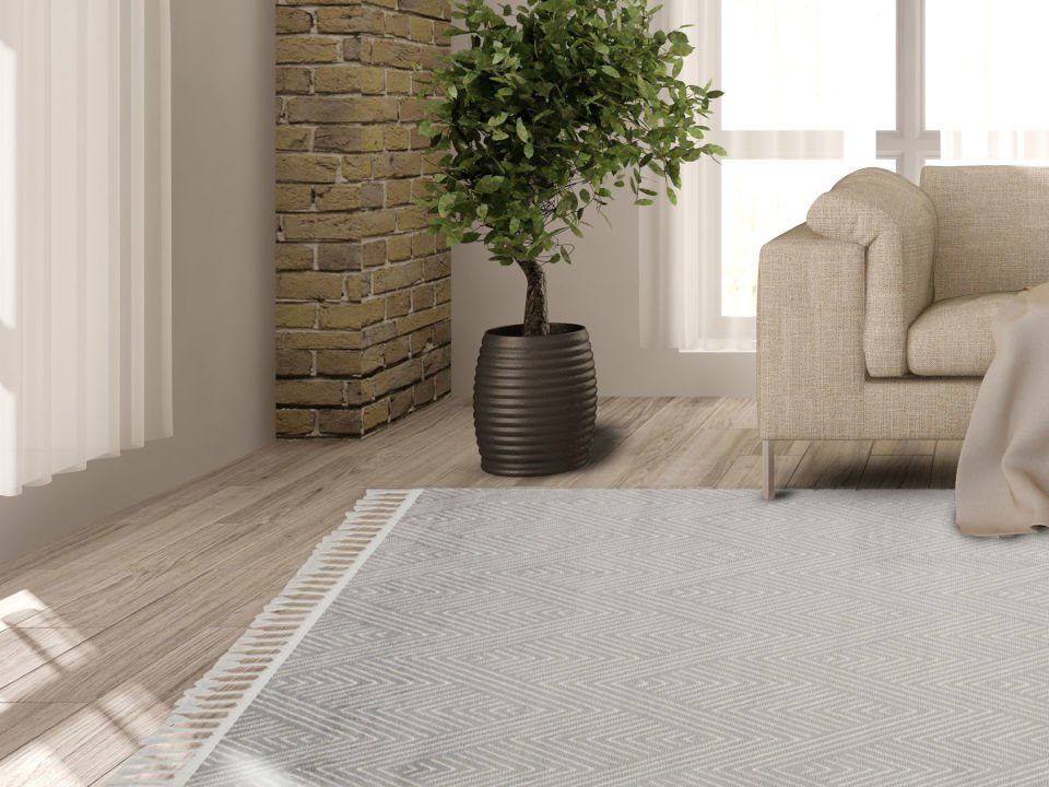 URBAN URB 01 GREY WHITE Etnik Desenlere Sahip Hav Toz Vermez Yumuşak Dokulu Modern Halı
