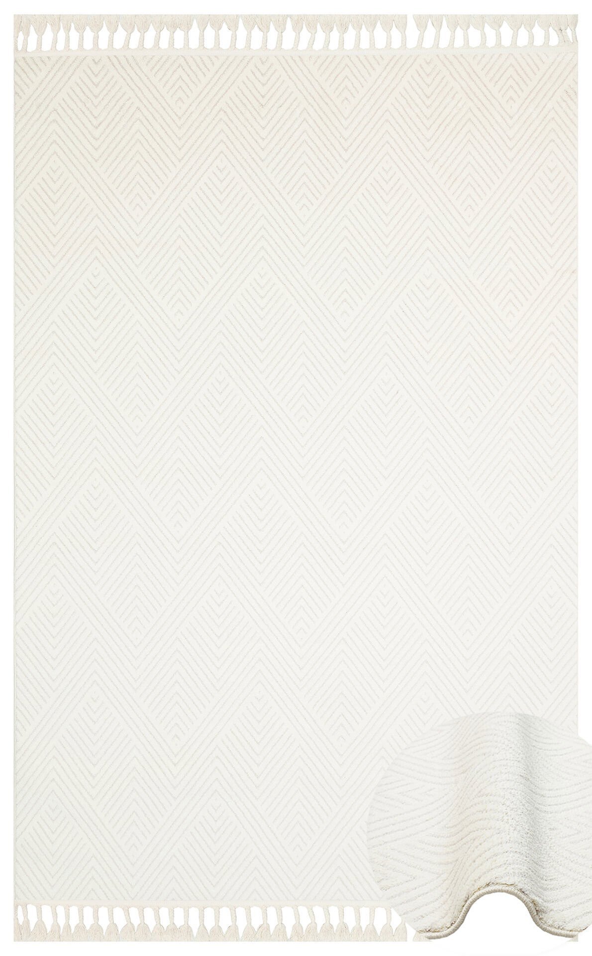 URBAN URB 01 WHITE Etnik Desenlere Sahip Hav Toz Vermez Yumuşak Dokulu Modern Halı
