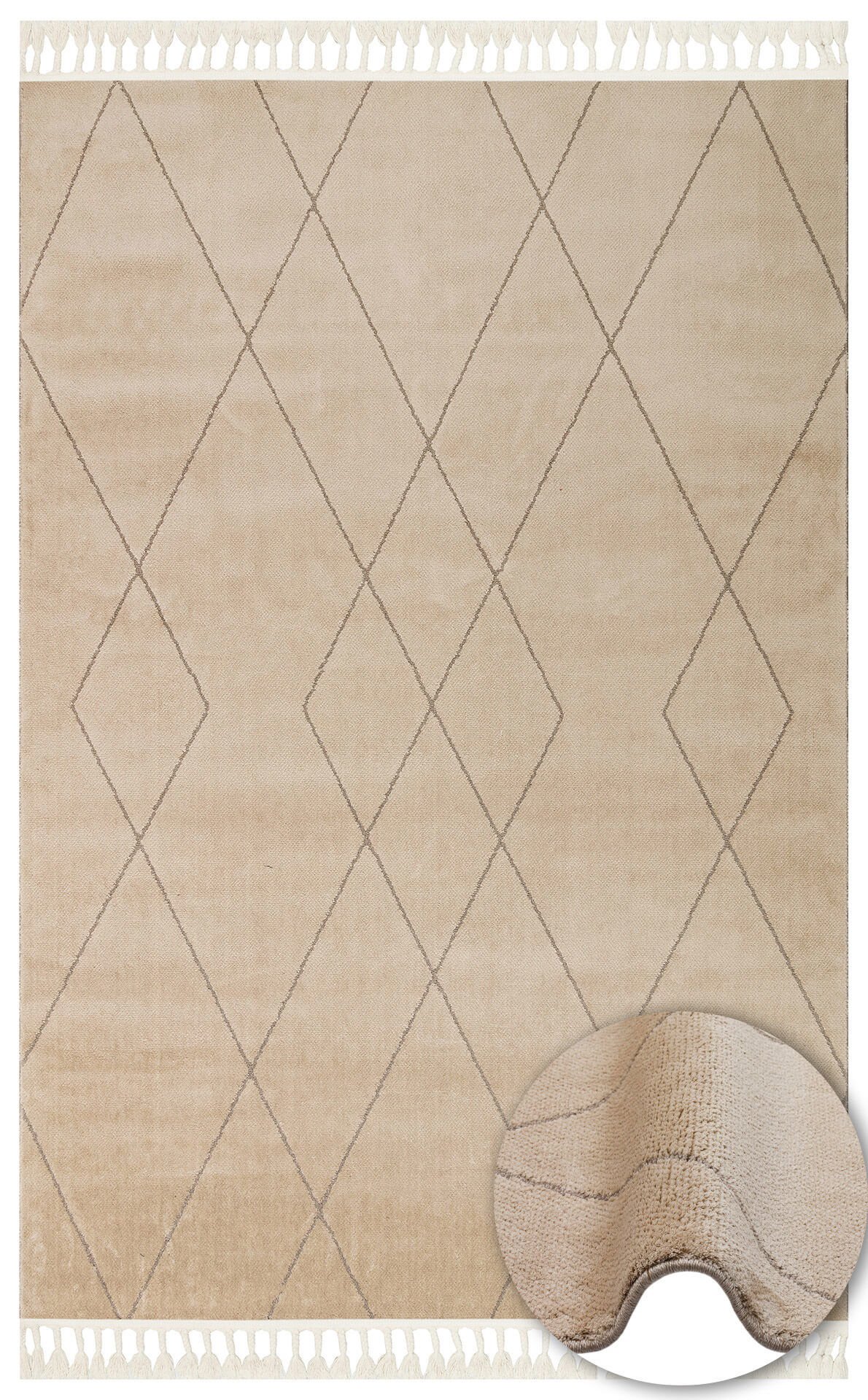 URBAN URB 02 BEIGE Etnik Desenlere Sahip Hav Toz Vermez Yumuşak Dokulu Modern Halı