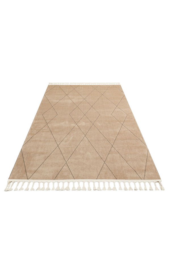 URBAN URB 02 BEIGE Etnik Desenlere Sahip Hav Toz Vermez Yumuşak Dokulu Modern Halı