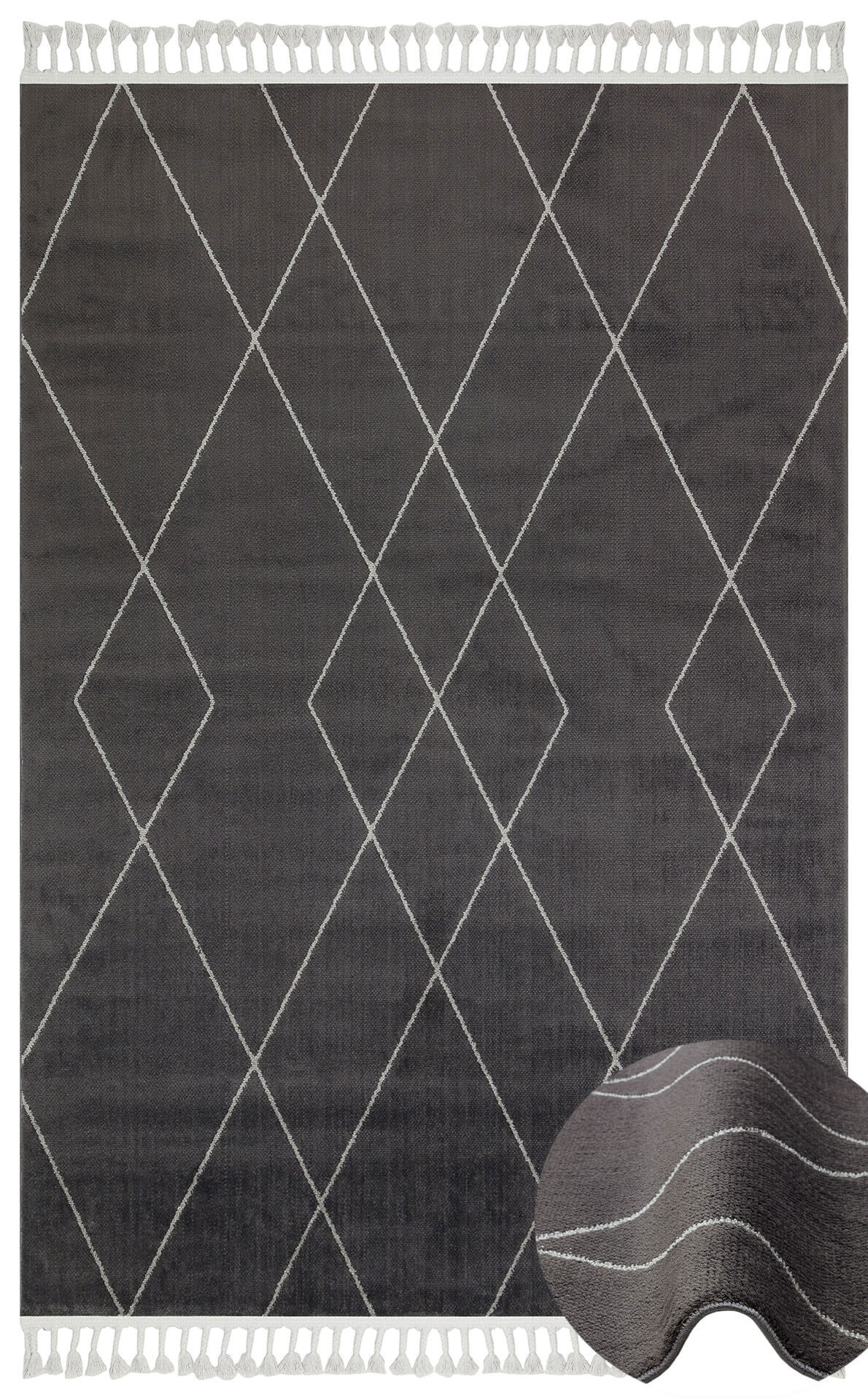 URBAN URB 02 BLACK GREY Etnik Desenlere Sahip Hav Toz Vermez Yumuşak Dokulu Modern Halı