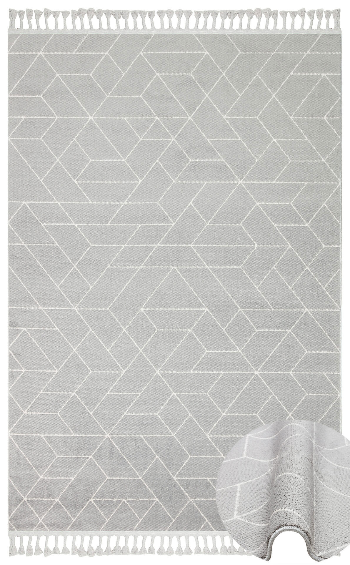 URBAN URB 03 GREY WHITE Etnik Desenlere Sahip Hav Toz Vermez Yumuşak Dokulu Modern Halı