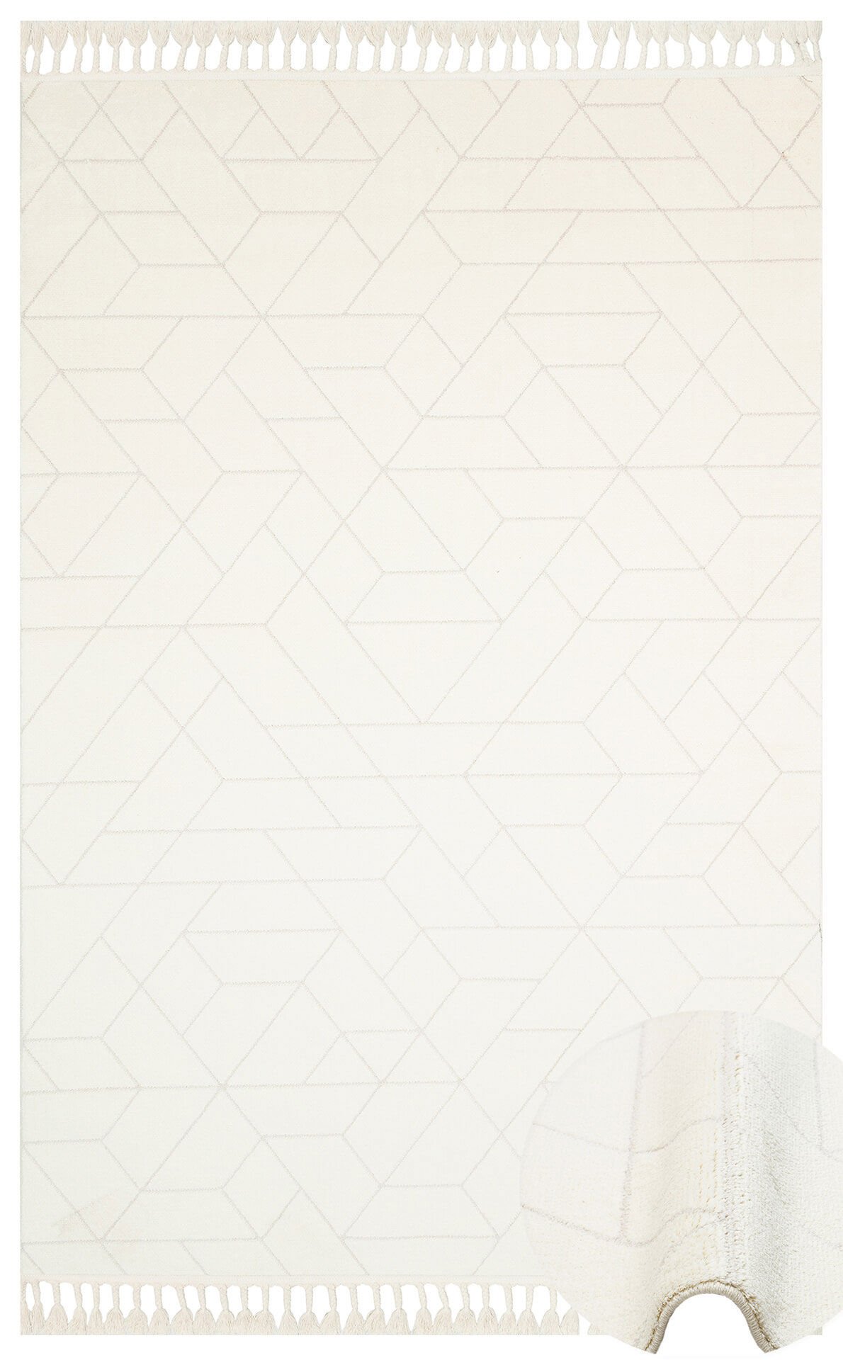 URBAN URB 03 WHITE Etnik Desenlere Sahip Hav Toz Vermez Yumuşak Dokulu Modern Halı