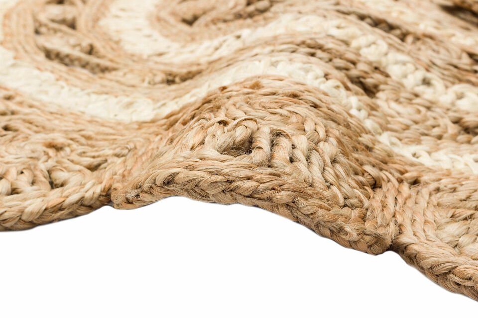 CA-105 NATURAL WHITE XW  Yuvarlak veya Oval El Dokuma Naturel Jüt Hasır Halı