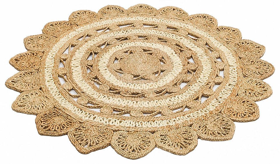 CA-105 NATURAL WHITE XW  Yuvarlak veya Oval El Dokuma Naturel Jüt Hasır Halı