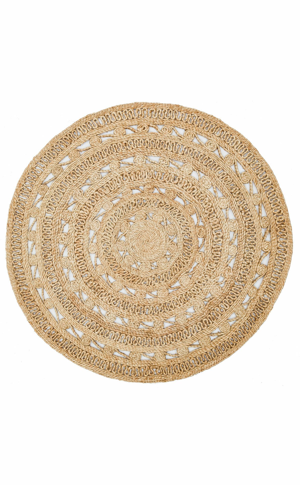 CA-106 DHURRIE XW   Yuvarlak veya Oval El Dokuma Naturel Jüt Hasır Halı