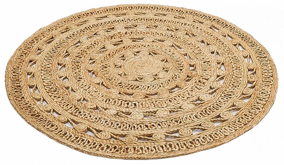 CA-106 DHURRIE XW   Yuvarlak veya Oval El Dokuma Naturel Jüt Hasır Halı