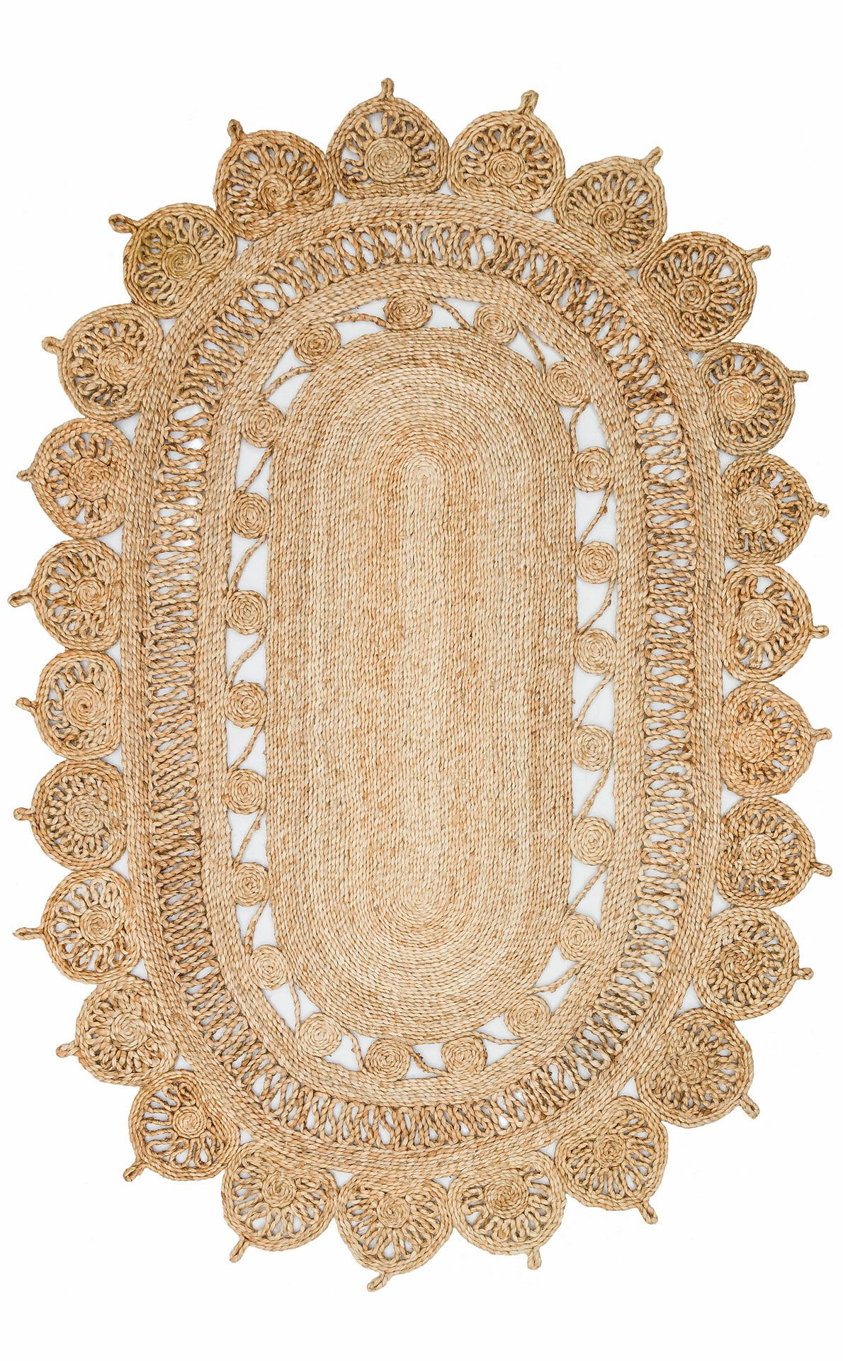 CA-109 NATURAL XW   Yuvarlak veya Oval El Dokuma Naturel Jüt Hasır Halı