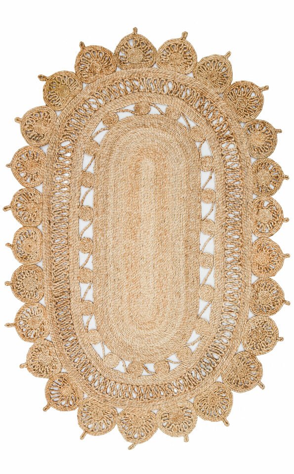 CA-109 NATURAL XW   Yuvarlak veya Oval El Dokuma Naturel Jüt Hasır Halı