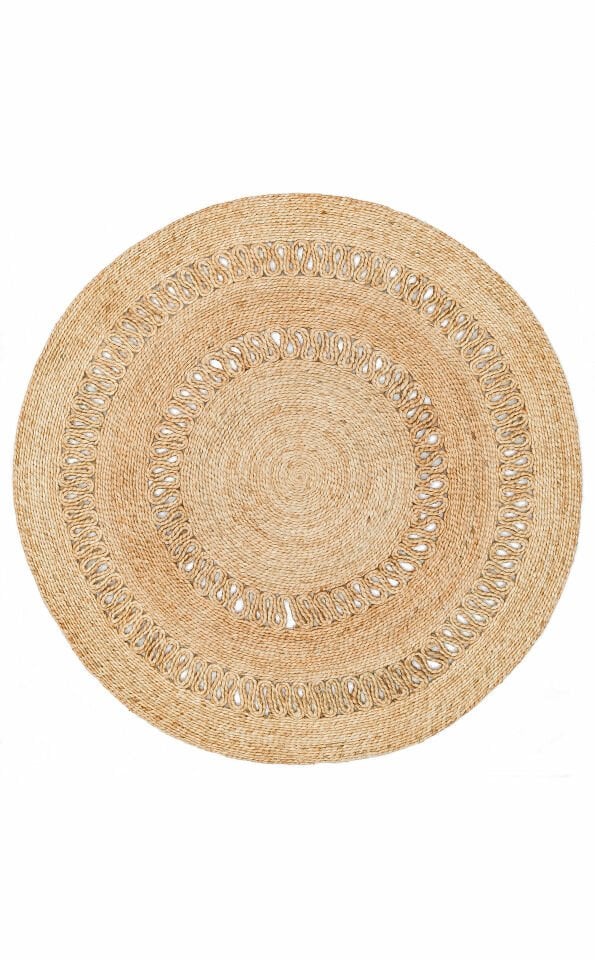 CA-112 NATURAL XW  Yuvarlak veya Oval El Dokuma Naturel Jüt Hasır Halı