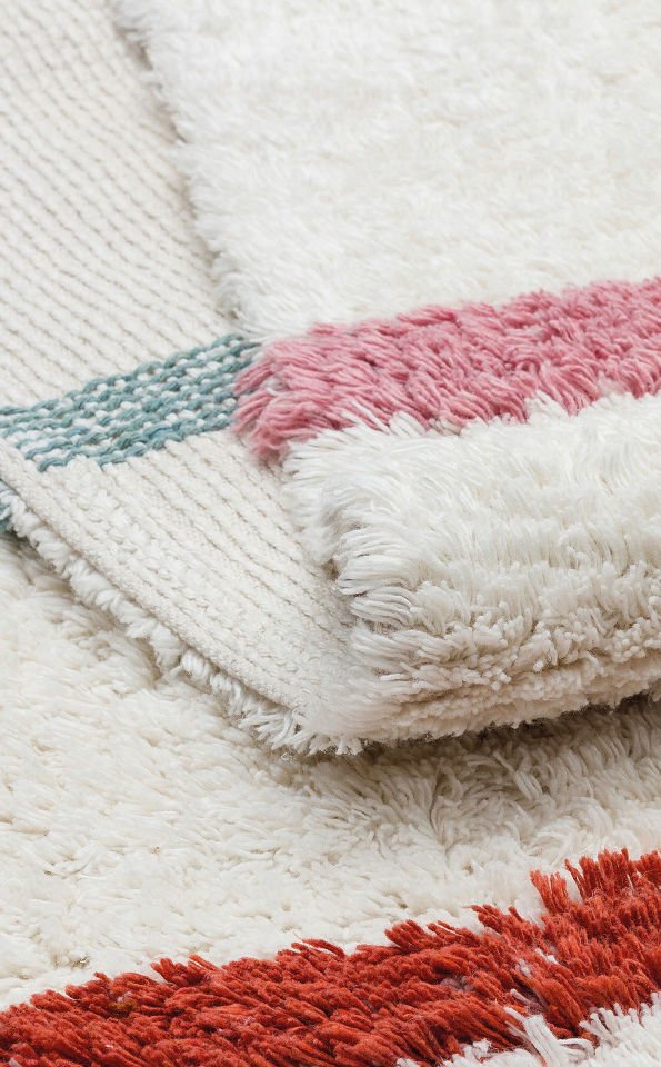 COTTON CBN 01 MULTY XW Yıkanabilir Kaymaz Tabanlı Naturel Pamuk Bebek Halısı