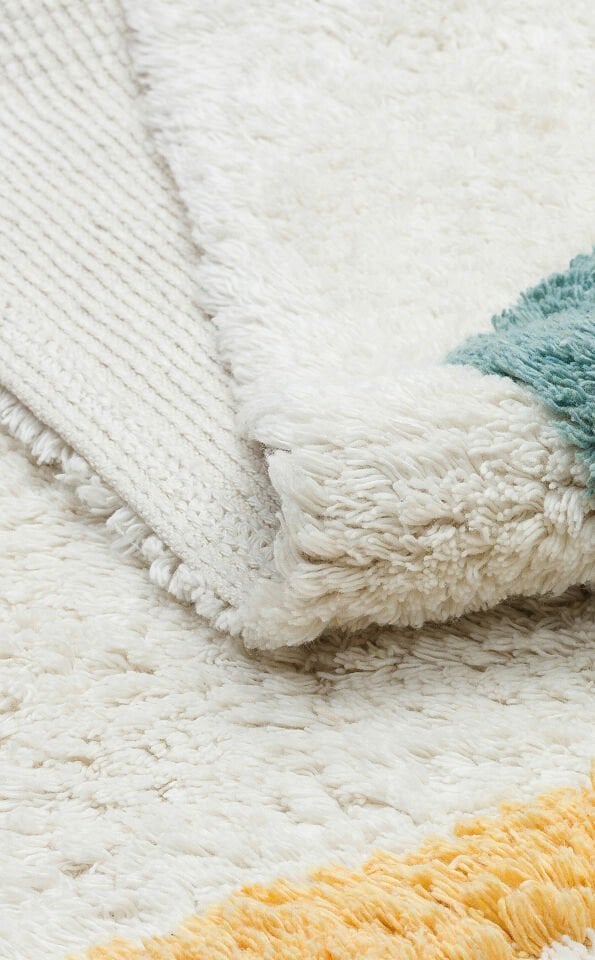 COTTON CBN 02 MULTY XW Yıkanabilir Kaymaz Tabanlı Naturel Pamuk Bebek Halısı
