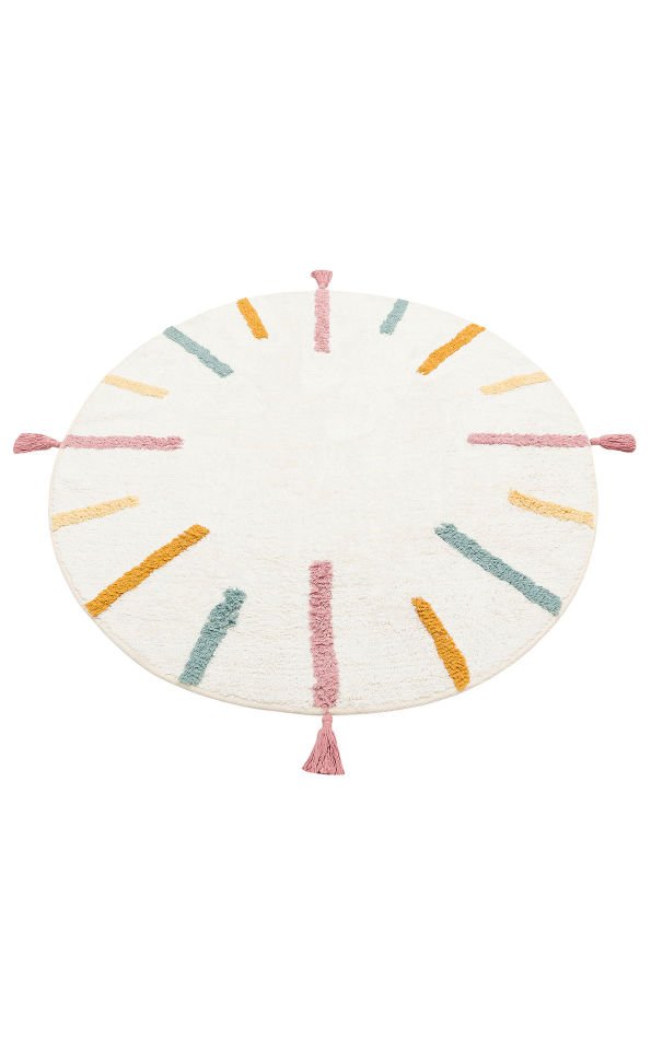 COTTON CBN 03 MULTY XW Q  Yıkanabilir Kaymaz Tabanlı Naturel Pamuk Bebek Halısı