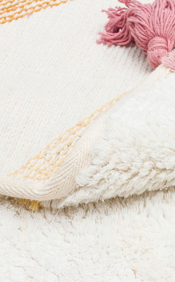 COTTON CBN 03 MULTY XW Q  Yıkanabilir Kaymaz Tabanlı Naturel Pamuk Bebek Halısı