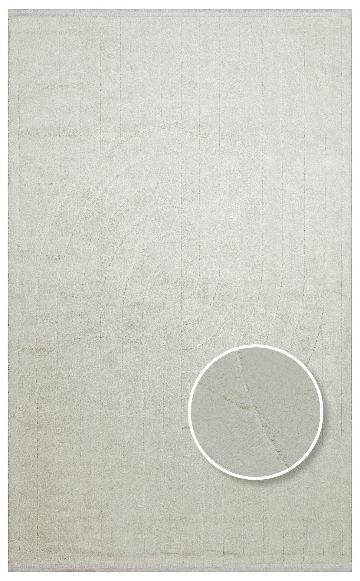 MISSORI MSR 01 WHITE Hav Toz Vermez Sade Desenli Yumuşak Dokulu Modern Makine Halısı