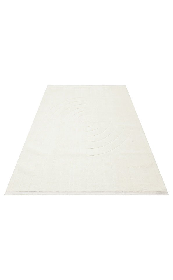MISSORI MSR 01 WHITE Hav Toz Vermez Sade Desenli Yumuşak Dokulu Modern Makine Halısı
