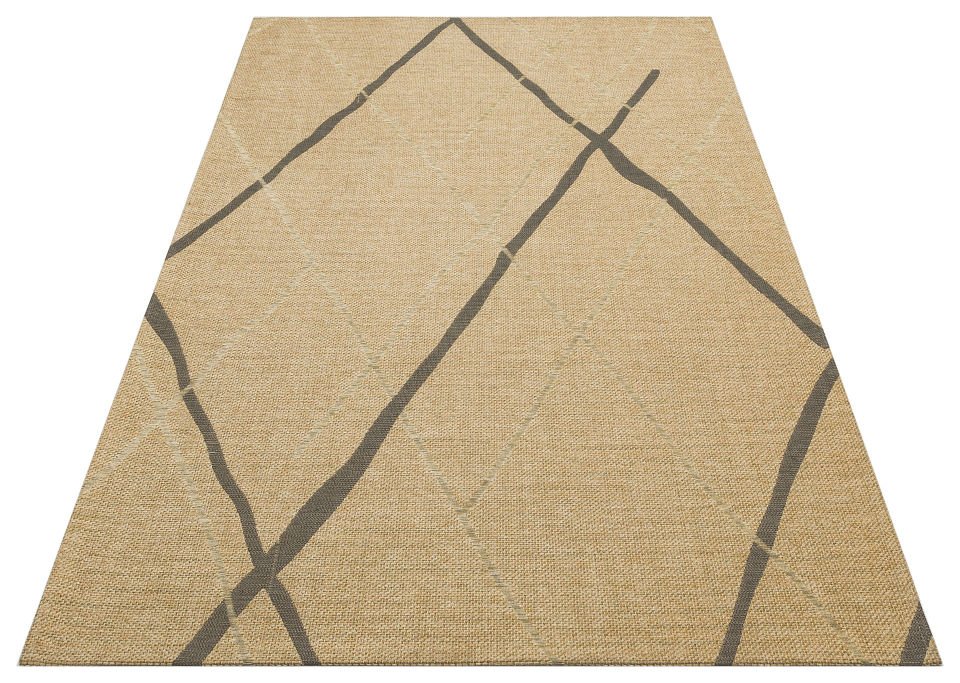 BROOKLYN BRK 05 NATURAL GREY  Hasır Görünümlü Kaymaz Renkli Dokuma Modern Kilim