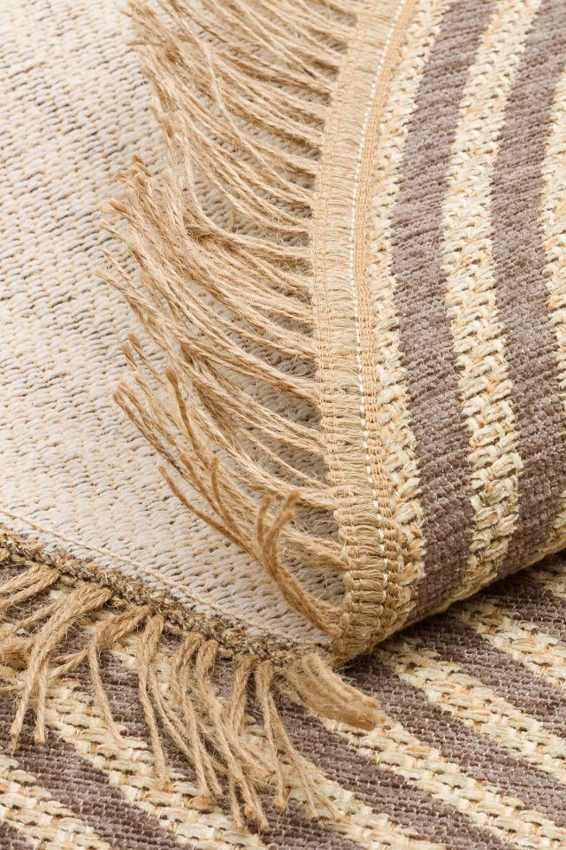 BROOKLYN BRK 07 GREY Q  Hasır Görünümlü Kaymaz Renkli Dokuma Modern Kilim
