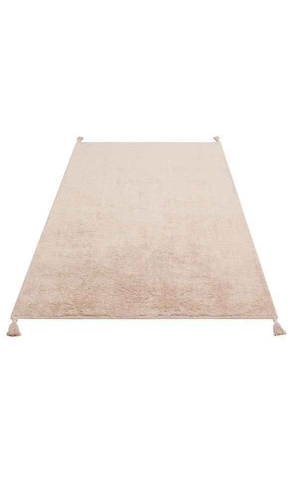 COTTON CBN PLAIN BEIGE  Yıkanabilir Kaymaz Tabanlı Naturel Pamuk Bebek Halısı