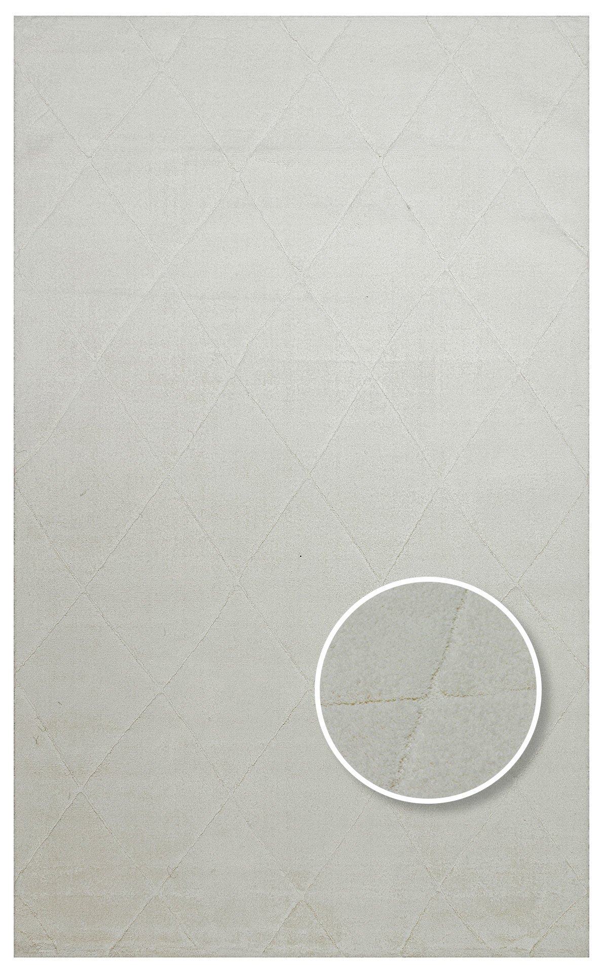 MISSORI MSR 03 WHITE Hav Toz Vermez Sade Desenli Yumuşak Dokulu Modern Makine Halısı
