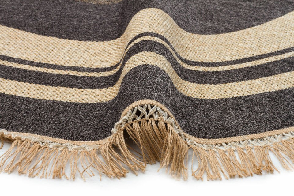 BROOKLYN BRK 09 DARK GREY Q  Hasır Görünümlü Kaymaz Renkli Dokuma Modern Kilim