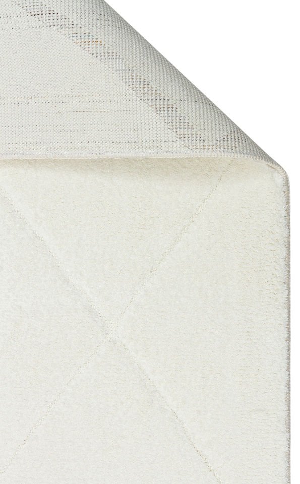 MISSORI MSR 03 WHITE Hav Toz Vermez Sade Desenli Yumuşak Dokulu Modern Makine Halısı