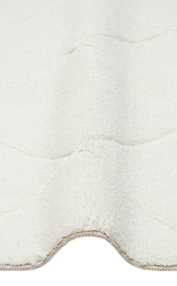 MISSORI MSR 03 WHITE Hav Toz Vermez Sade Desenli Yumuşak Dokulu Modern Makine Halısı