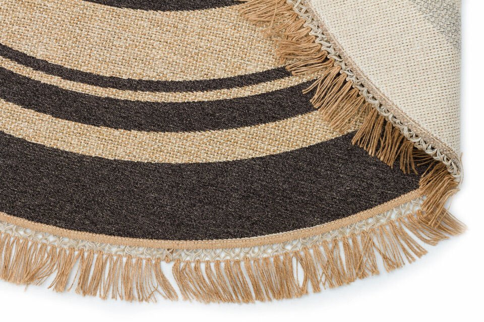 BROOKLYN BRK 09 DARK GREY Q  Hasır Görünümlü Kaymaz Renkli Dokuma Modern Kilim