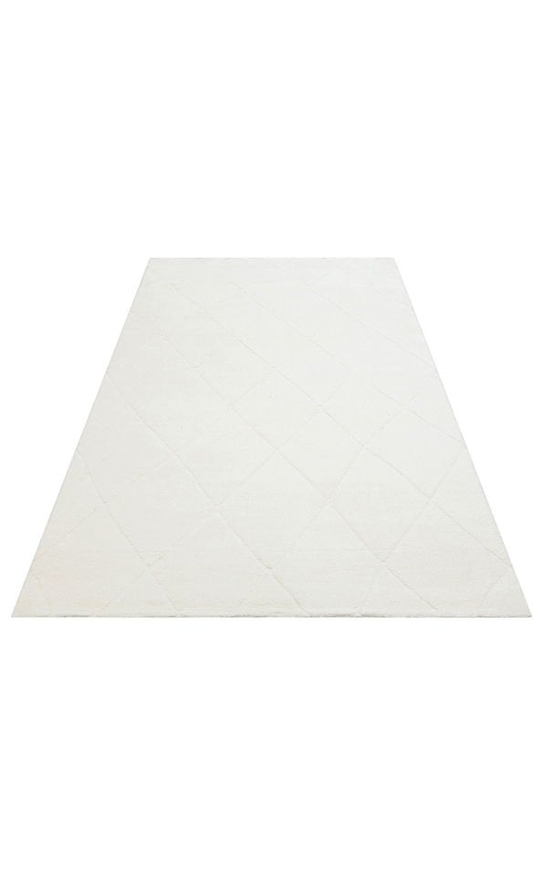 MISSORI MSR 03 WHITE Hav Toz Vermez Sade Desenli Yumuşak Dokulu Modern Makine Halısı