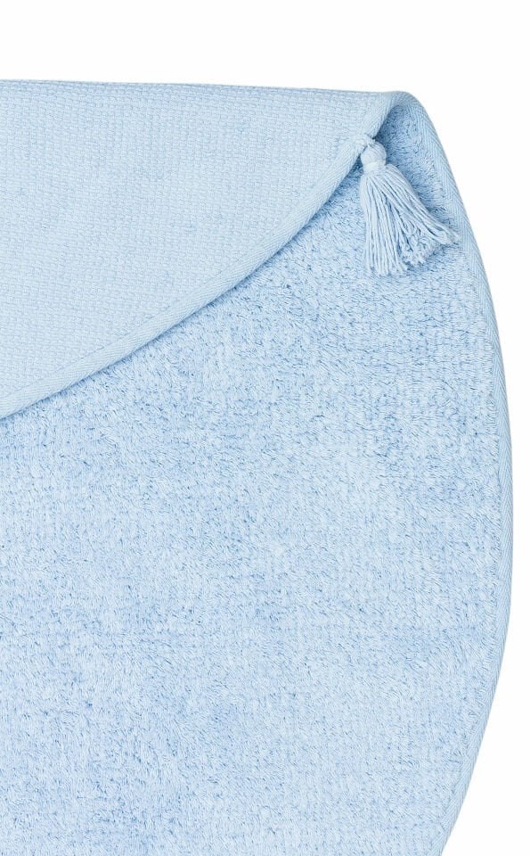 COTTON CBN PLAIN BLUE Q Yıkanabilir Kaymaz Tabanlı Naturel Pamuk Bebek Halısı