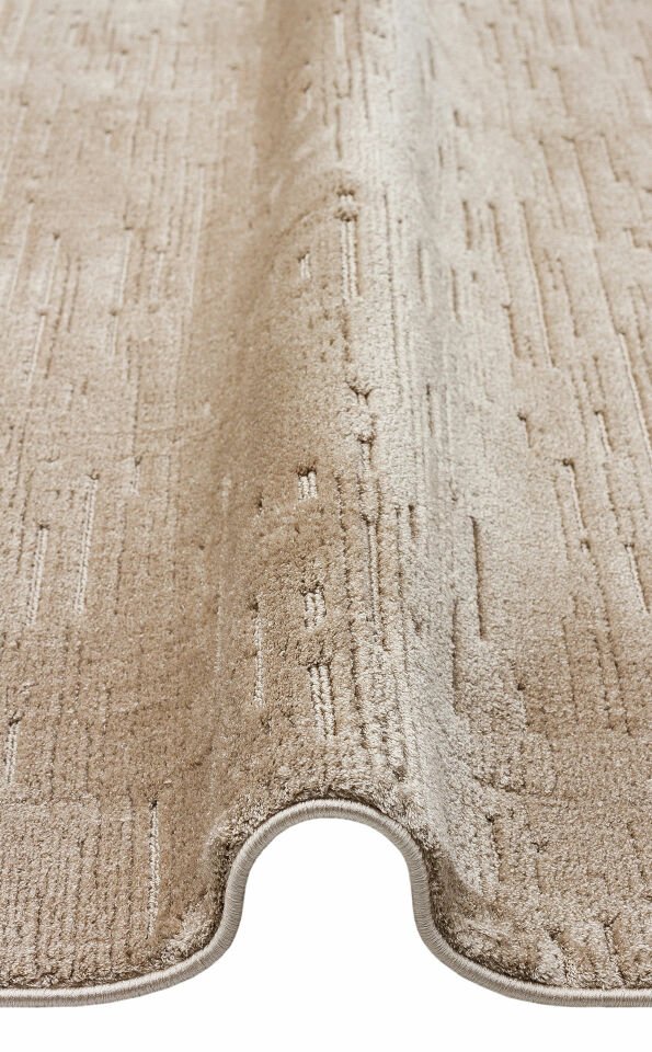 MISSORI MSR 05 BEIGE Hav Toz Vermez Sade Desenli Yumuşak Dokulu Modern Makine Halısı