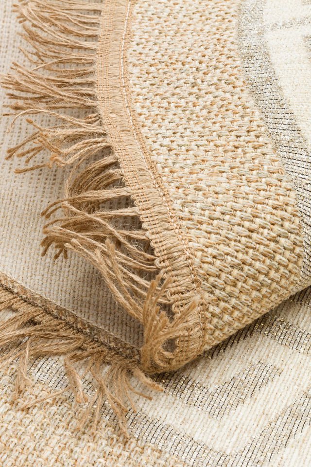 BROOKLYN BRK 11 NATURAL WHITE Q  Hasır Görünümlü Kaymaz Renkli Dokuma Modern Kilim