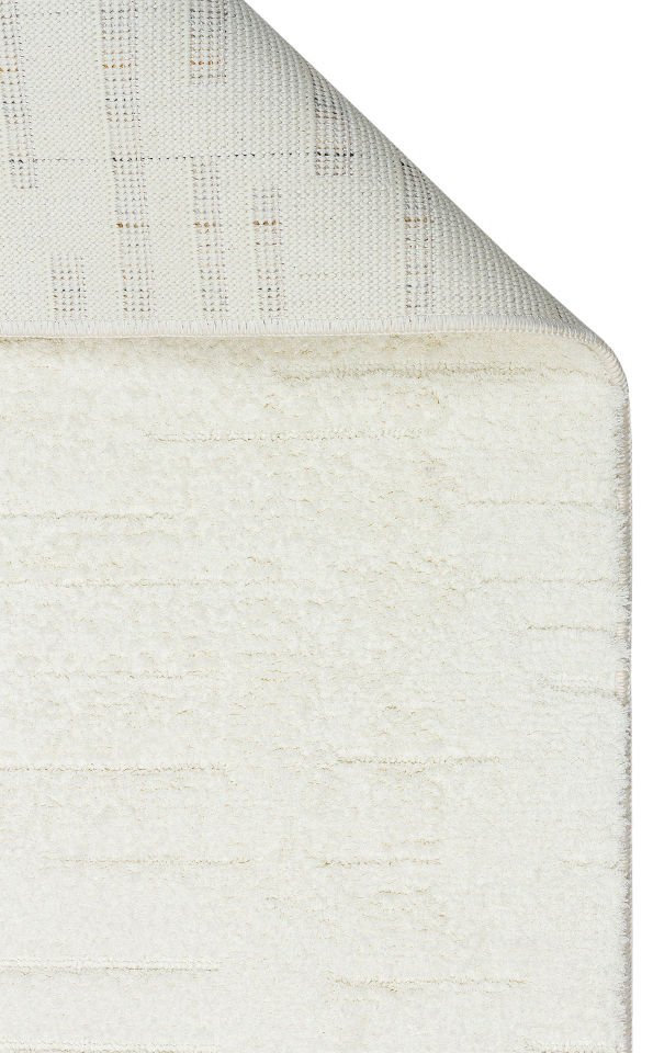 MISSORI MSR 05 WHITE Hav Toz Vermez Sade Desenli Yumuşak Dokulu Modern Makine Halısı