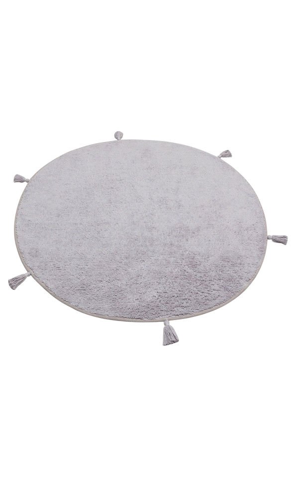 COTTON CBN PLAIN GREY Q Yıkanabilir Kaymaz Tabanlı Naturel Pamuk Bebek Halısı