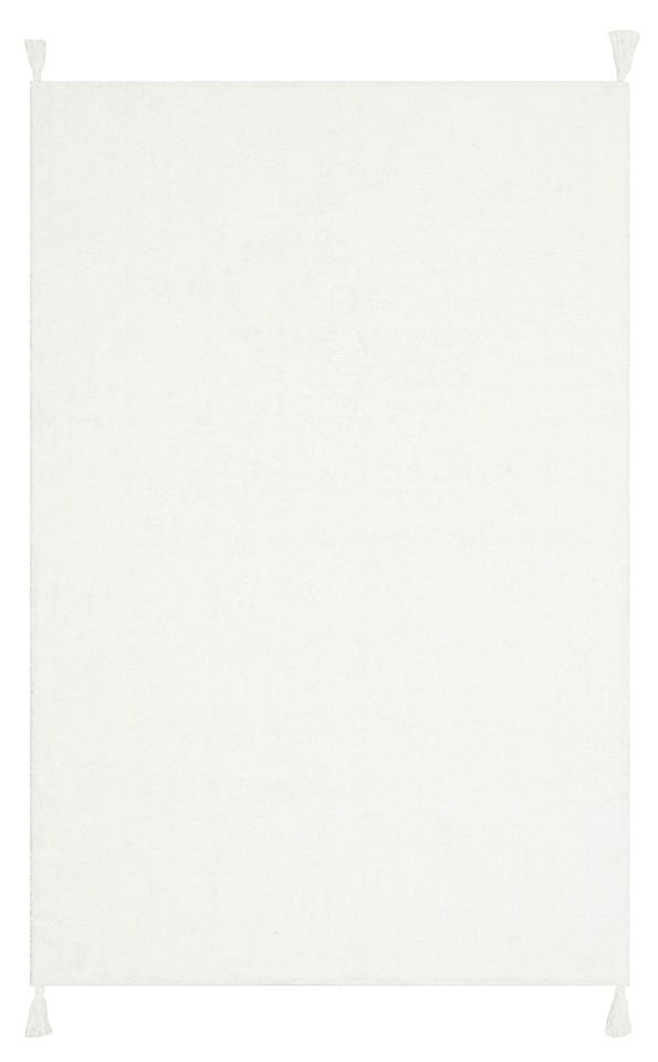 COTTON CBN PLAIN WHITE Yıkanabilir Kaymaz Tabanlı Naturel Pamuk Bebek Halısı