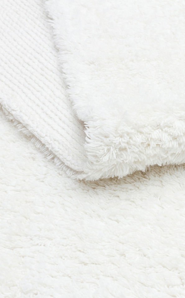 COTTON CBN PLAIN WHITE Yıkanabilir Kaymaz Tabanlı Naturel Pamuk Bebek Halısı