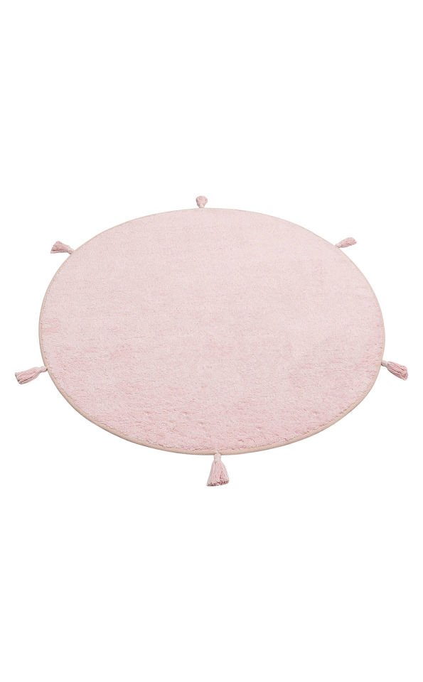 COTTON CBN PLAIN POWDER Q Yıkanabilir Kaymaz Tabanlı Naturel Pamuk Bebek Halısı